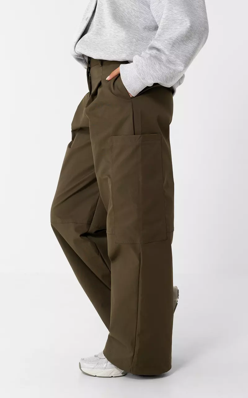 Cargohose mit Kordelzug Dunkelgrün