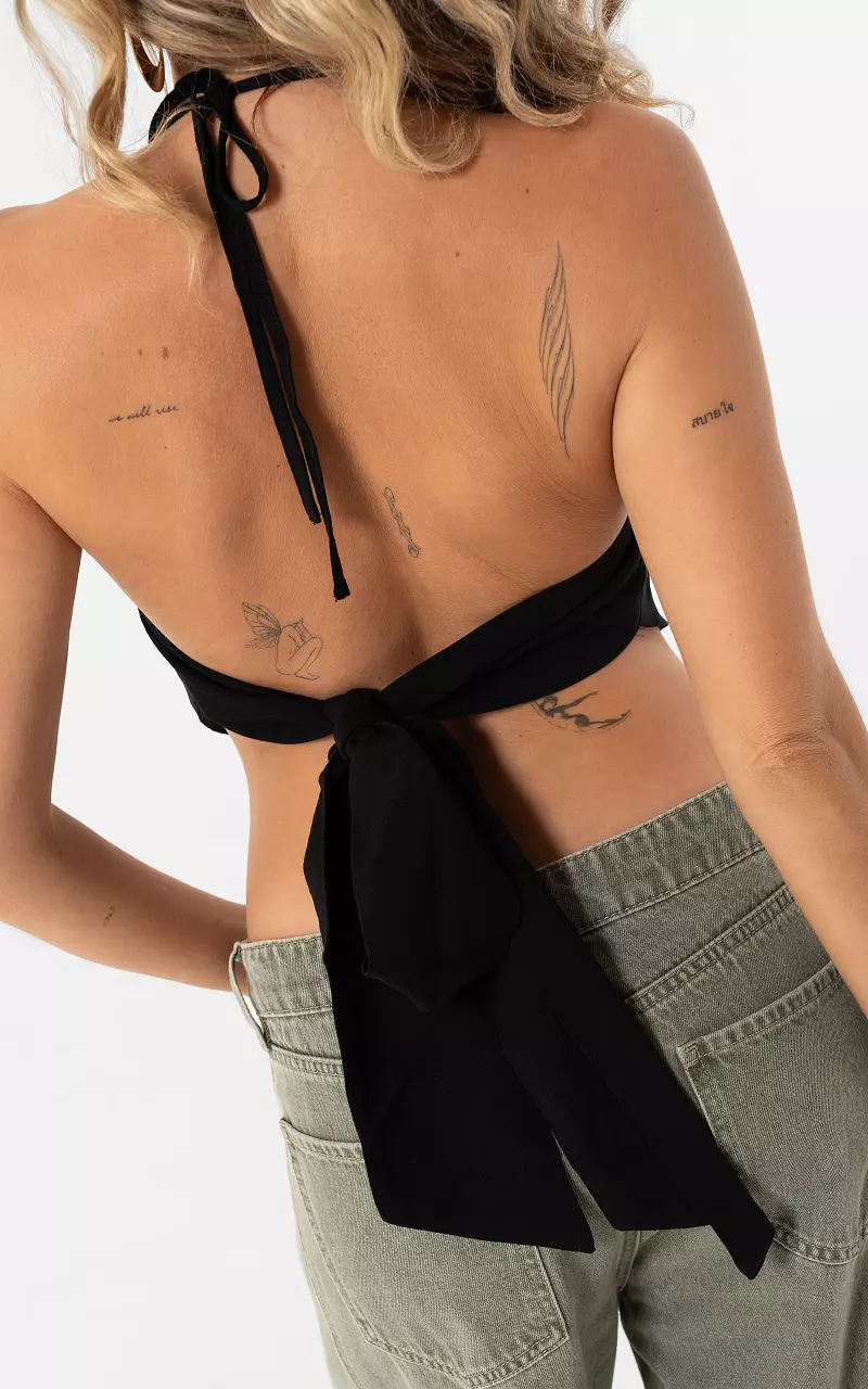 Halter tie top Black