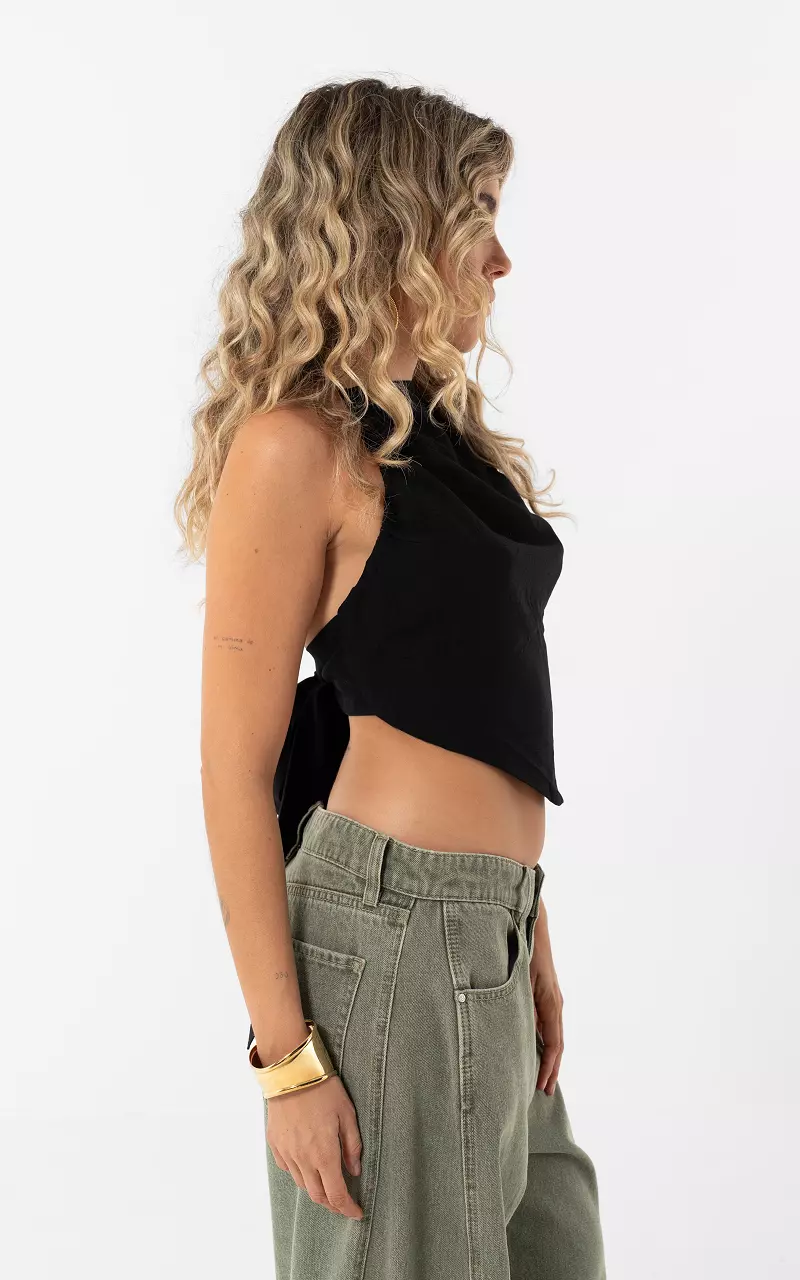 Halter tie top Black