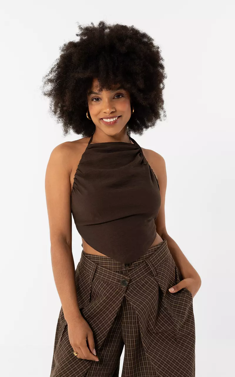 Halter tie top Dark Brown