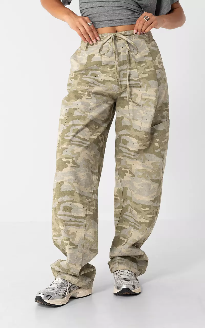 Hose mit Strasssteinen Camouflage