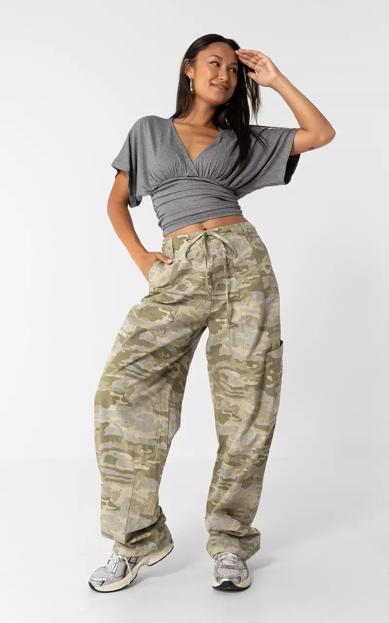 Hose mit Strasssteinen Camouflage
