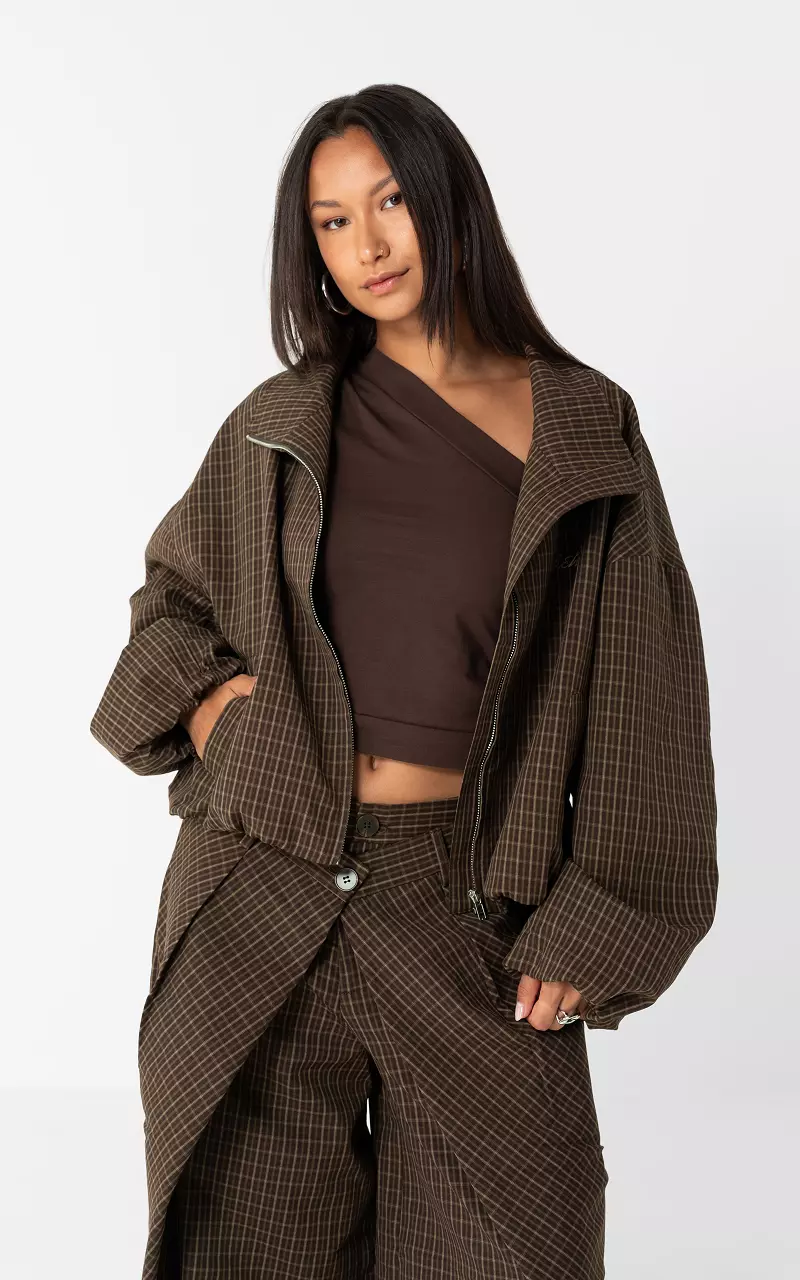 Karierte Jacke Braun Beige
