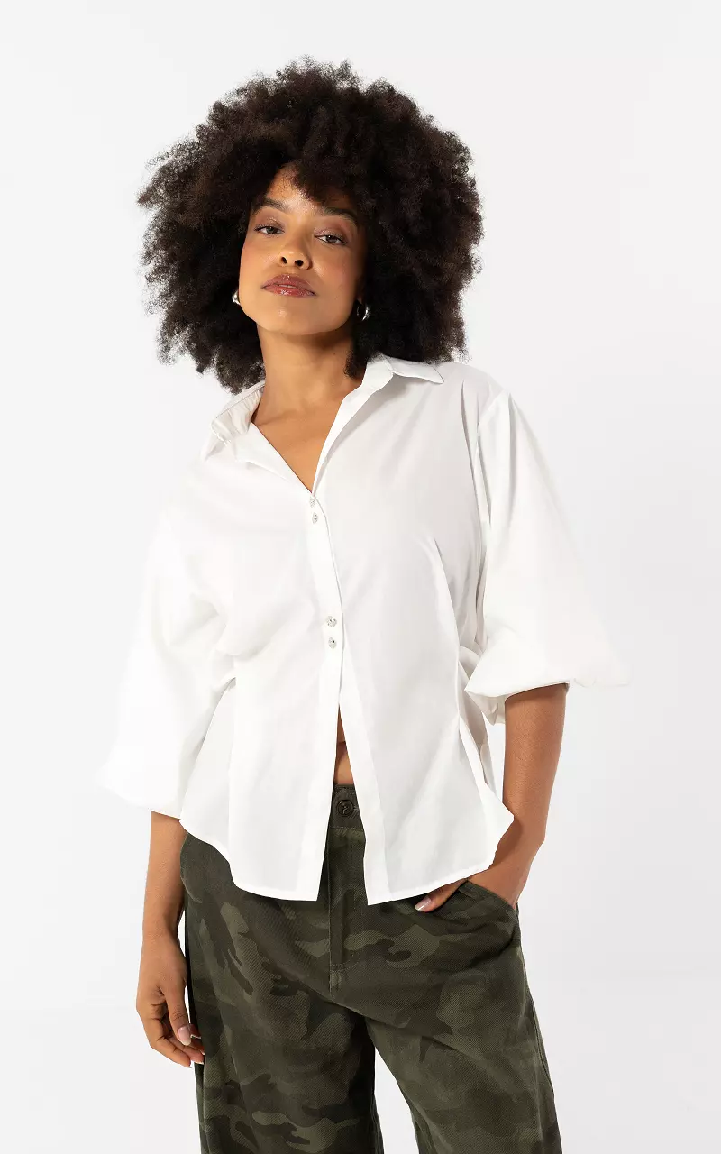Detailed blouse White Silver