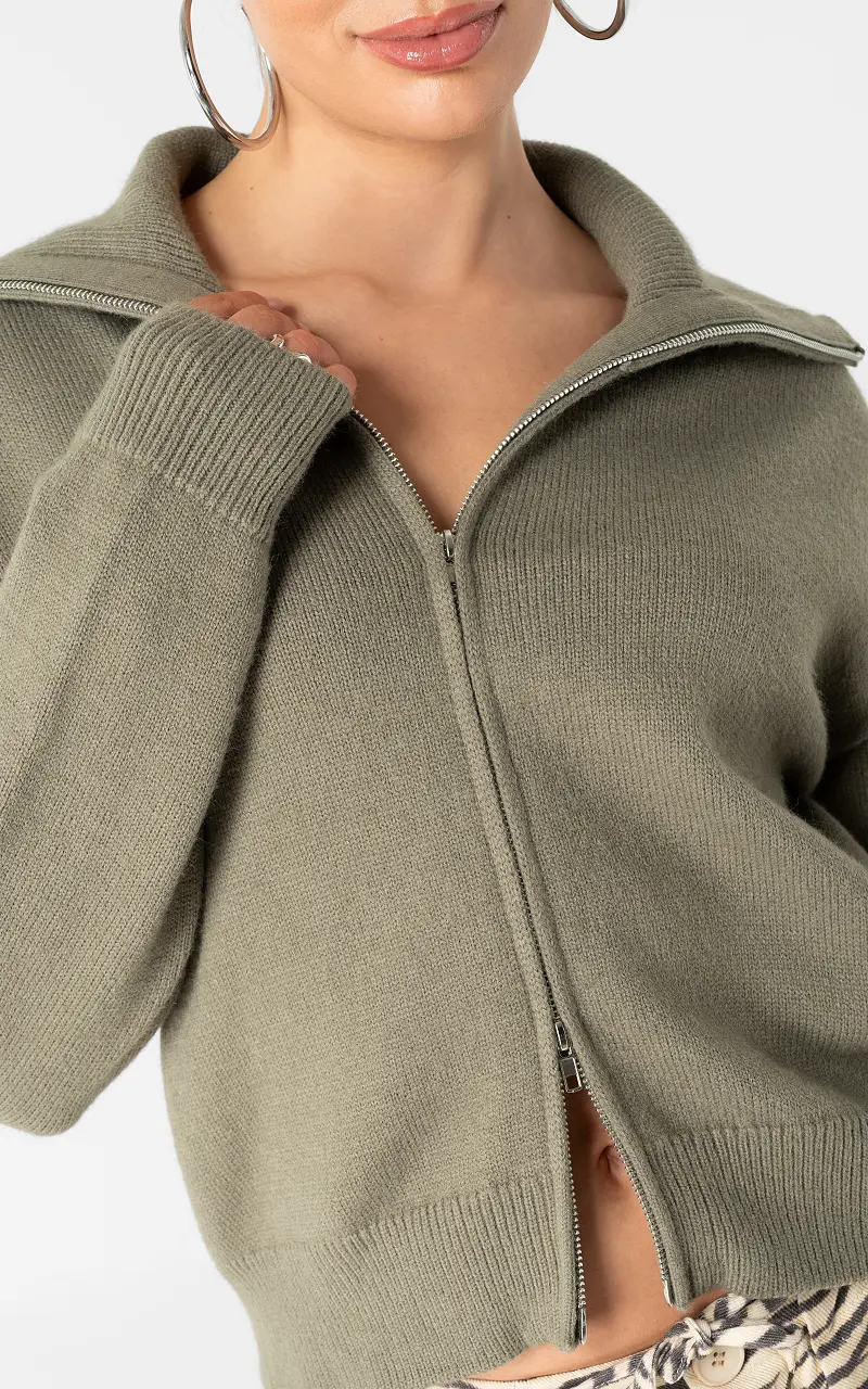 Cardigan mit Reißverschluss Grün