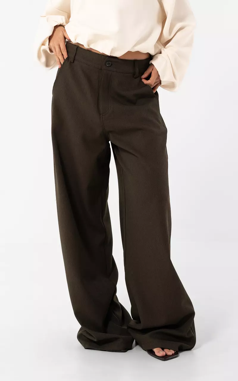 Wide leg Pantalon Dunkelbraun