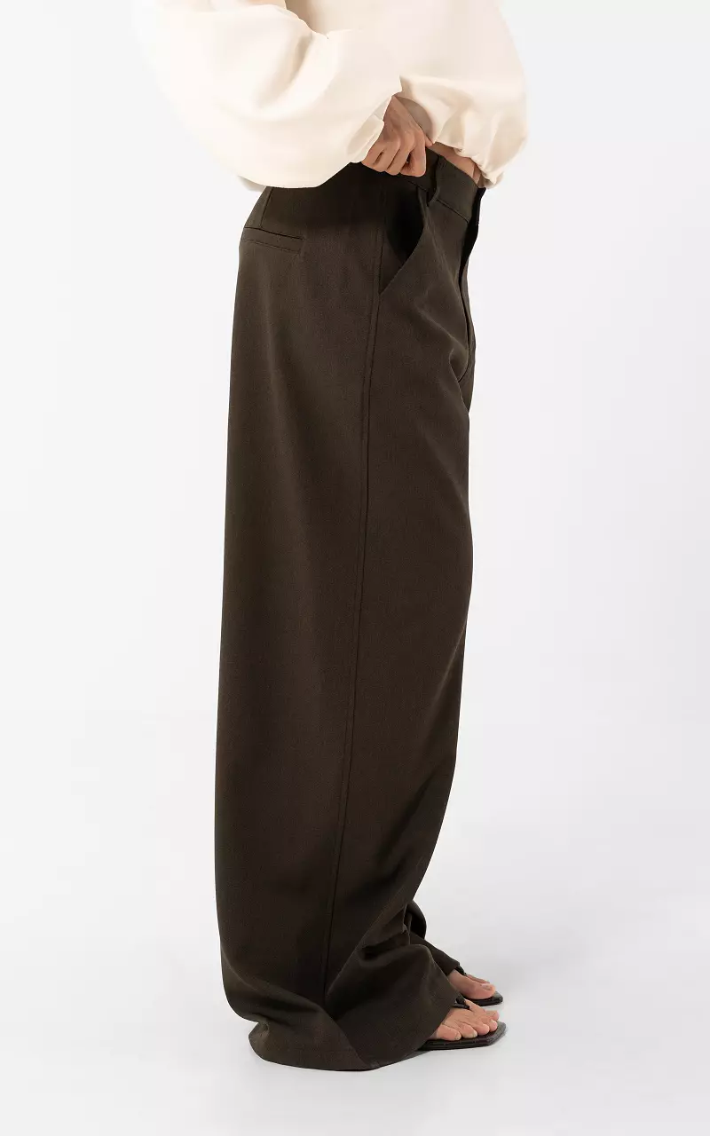 Wide leg Pantalon Dunkelbraun