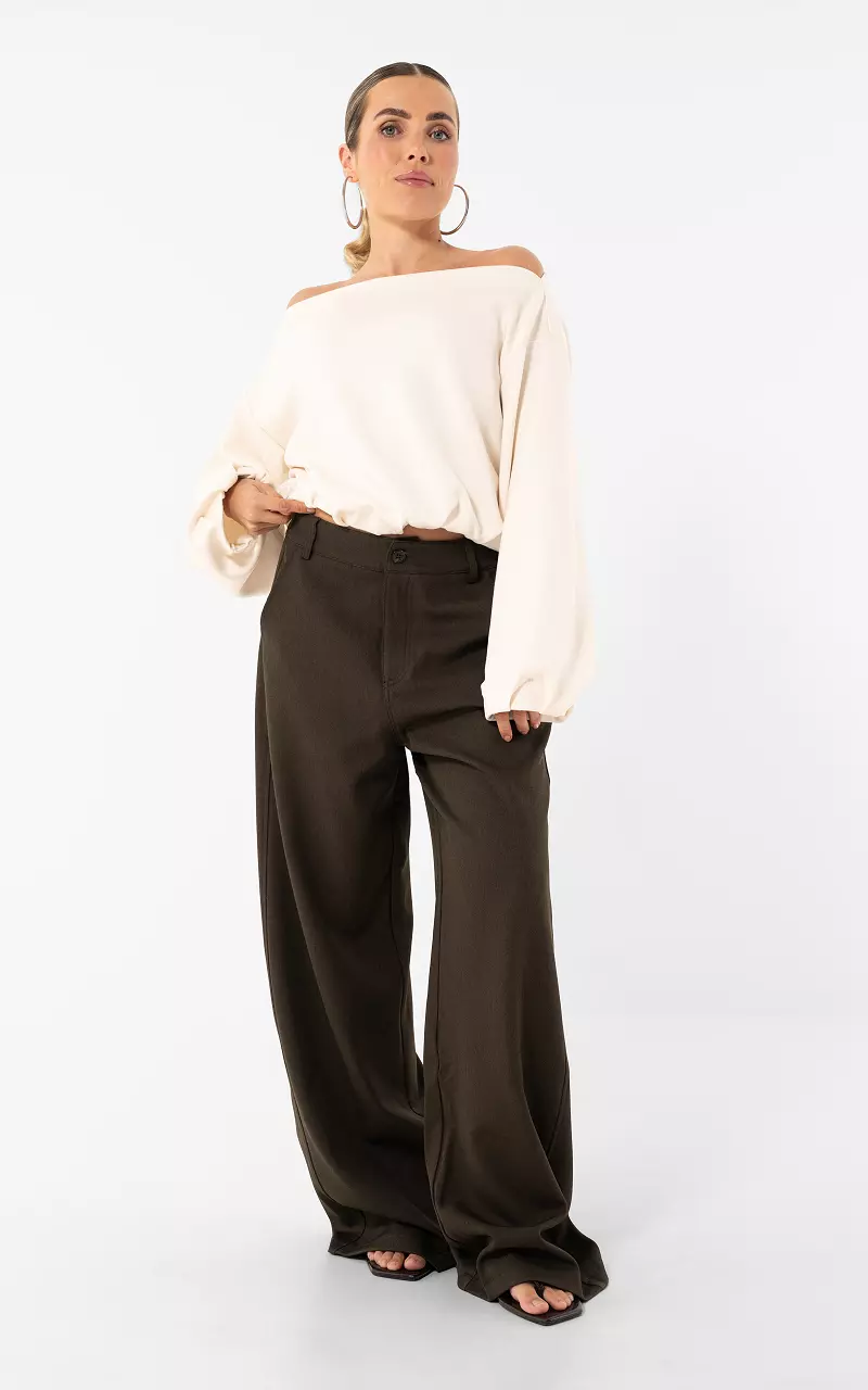 Wide leg Pantalon Dunkelbraun