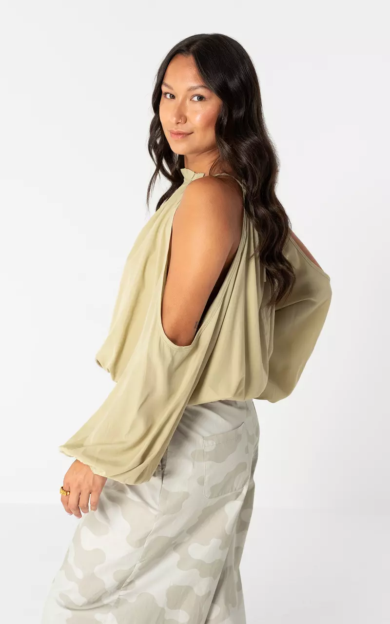 Neckholder-Bluse Kaki