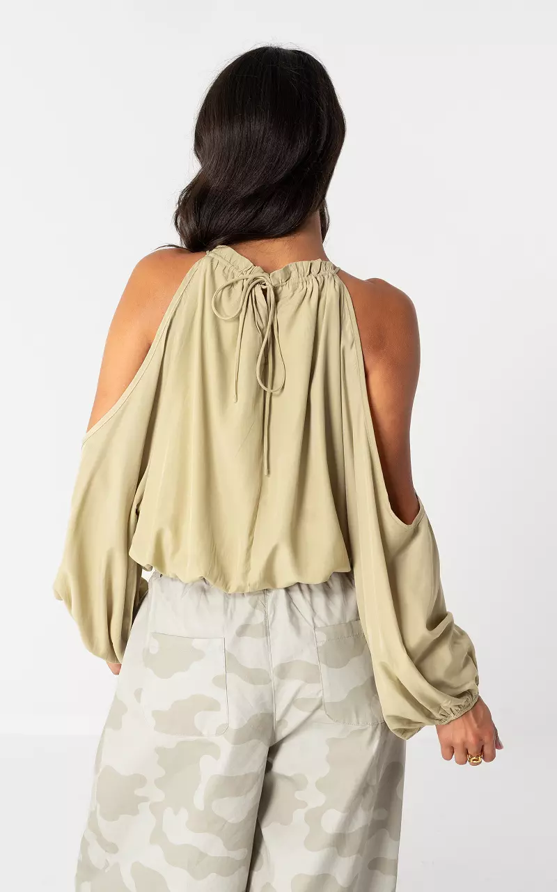 Neckholder-Bluse Kaki