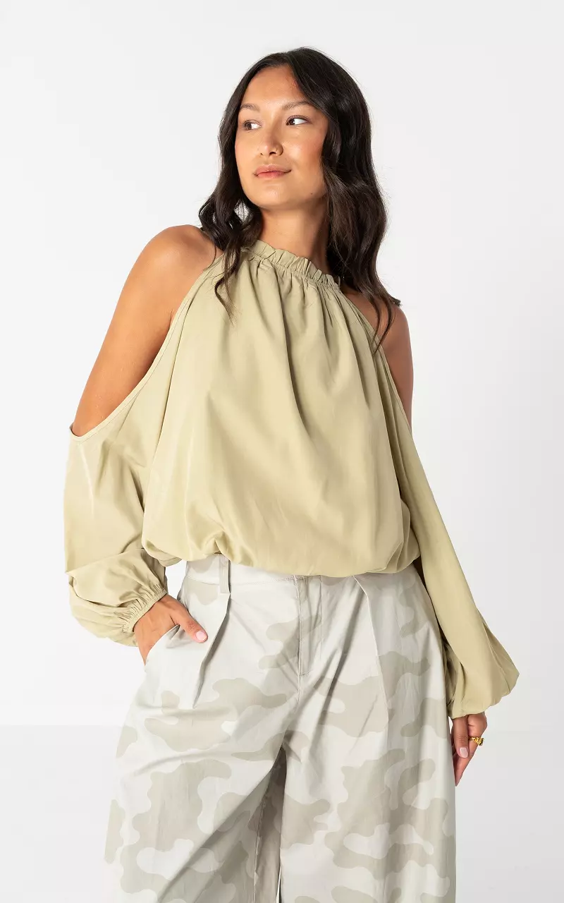 Neckholder-Bluse Kaki