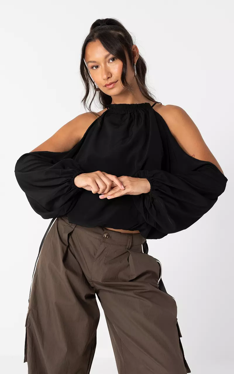 Neckholder-Bluse Schwarz