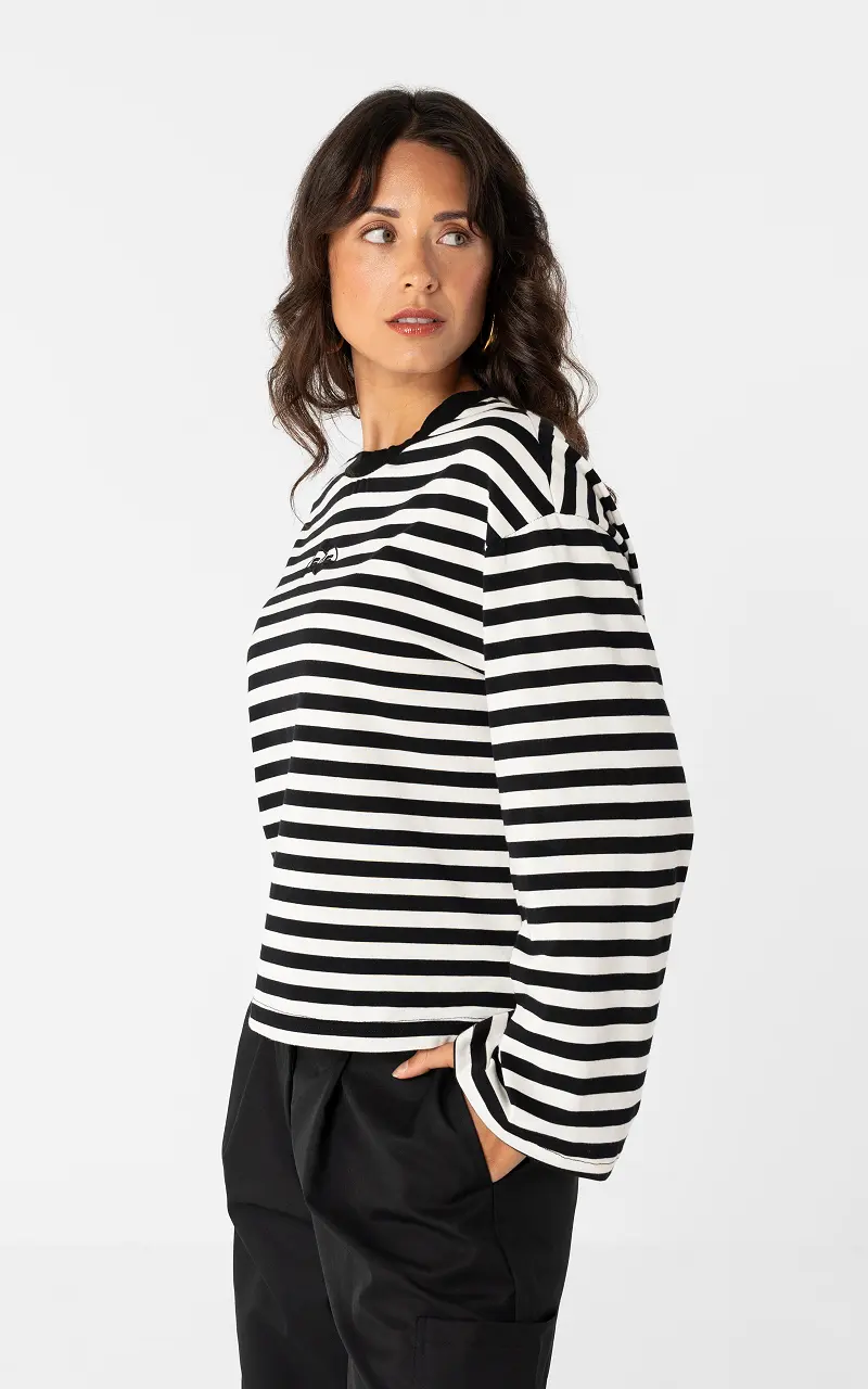 Gestreiftes Langarmshirt Schwarz Weiß