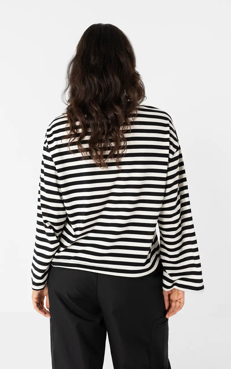 Gestreiftes Langarmshirt Schwarz Weiß