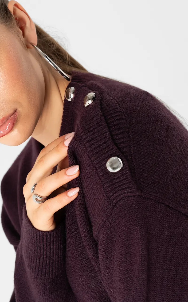 Pullover mit Knöpfen Bordeaux