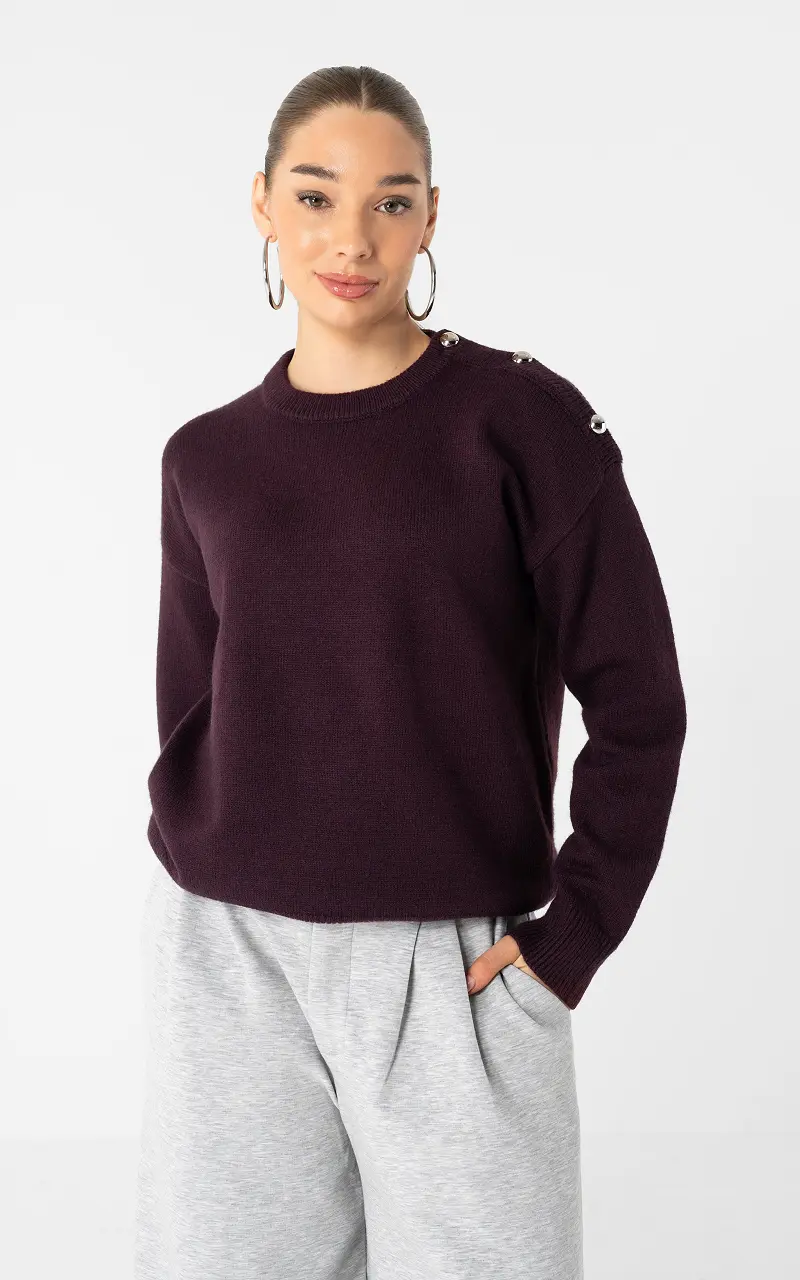 Pullover mit Knöpfen Bordeaux