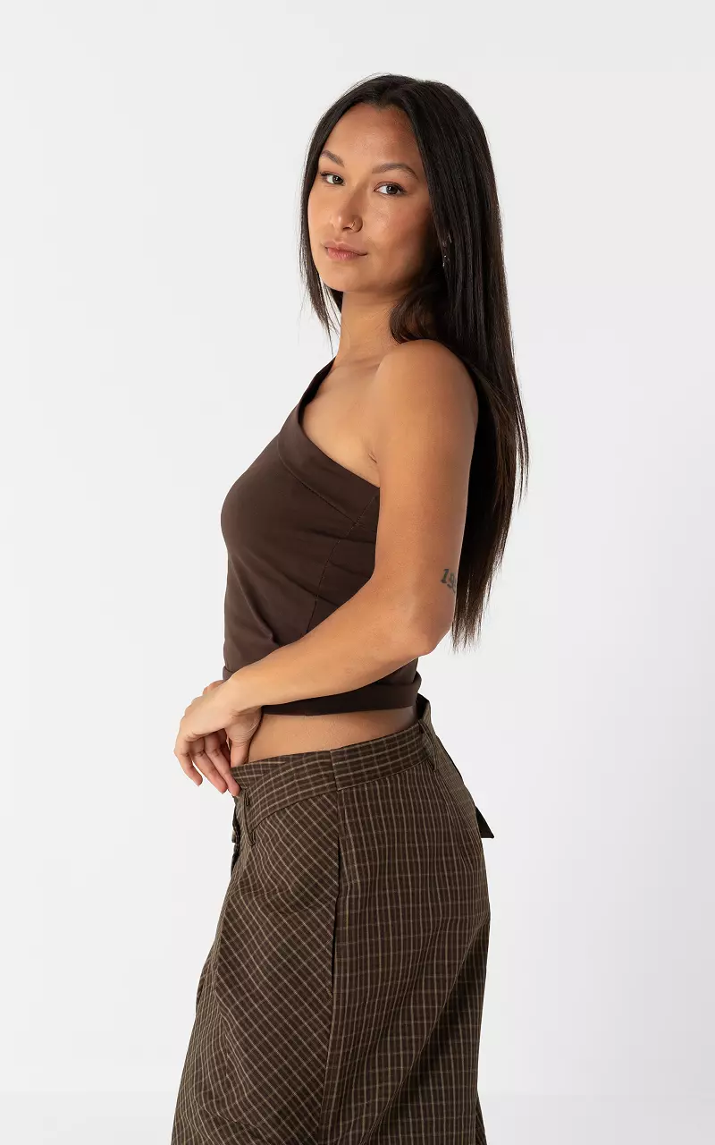 One shoulder top Dark Brown