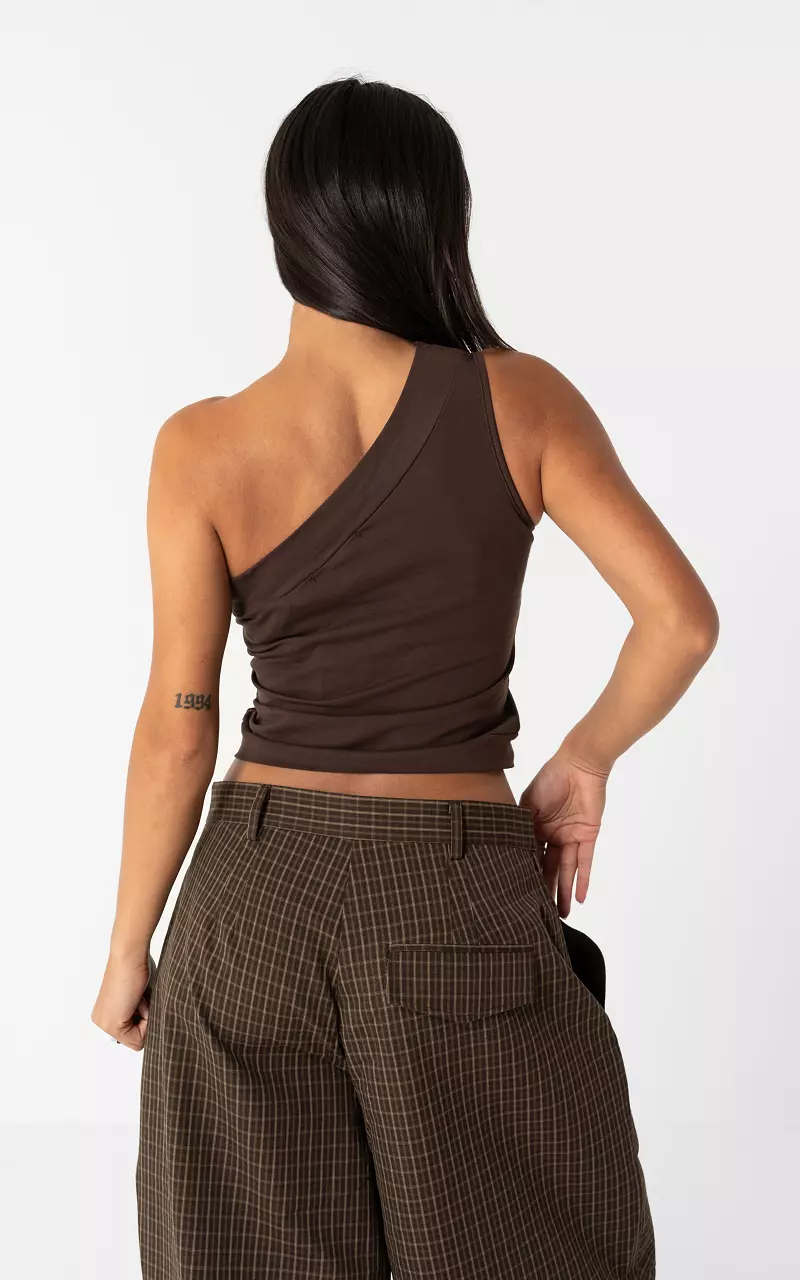 One shoulder top Dark Brown