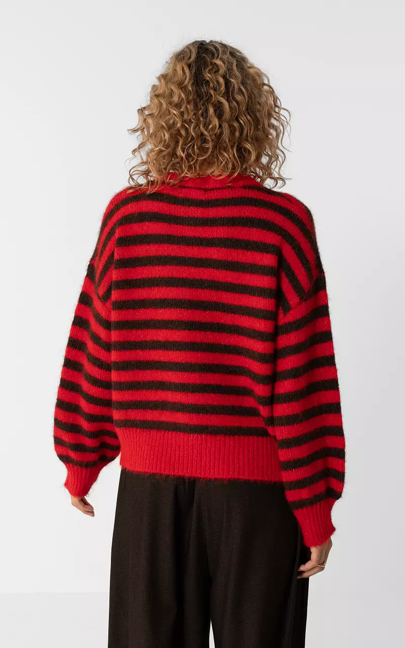 Gestreifte Strickjacke Rot Braun