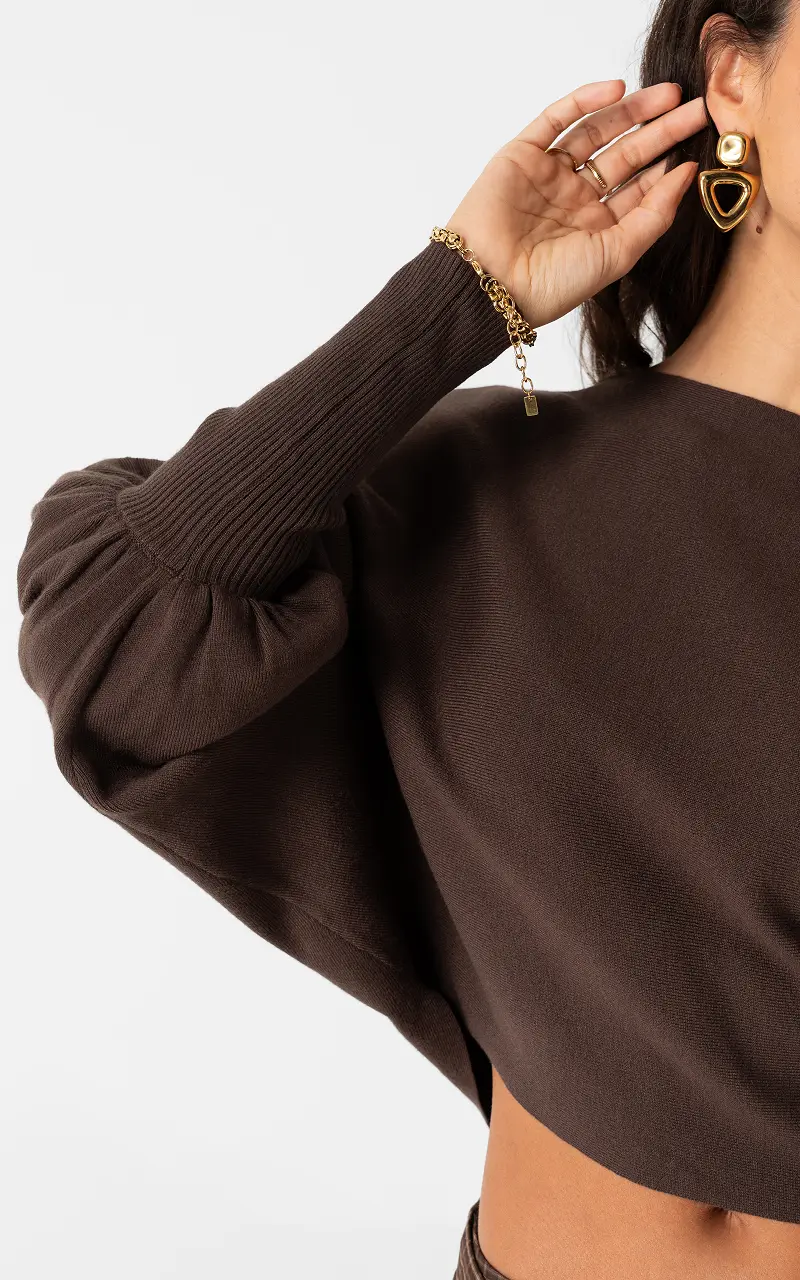 Pullover mit weitem Ärmel Braun