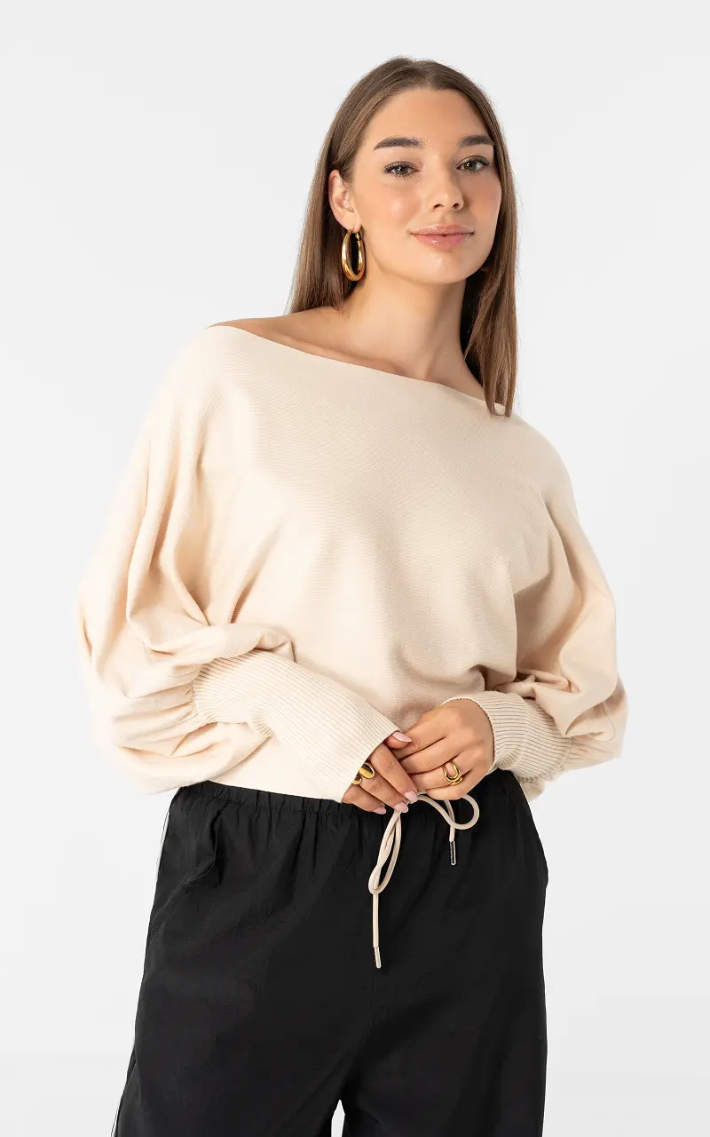 Pullover mit weitem Ärmel Creme