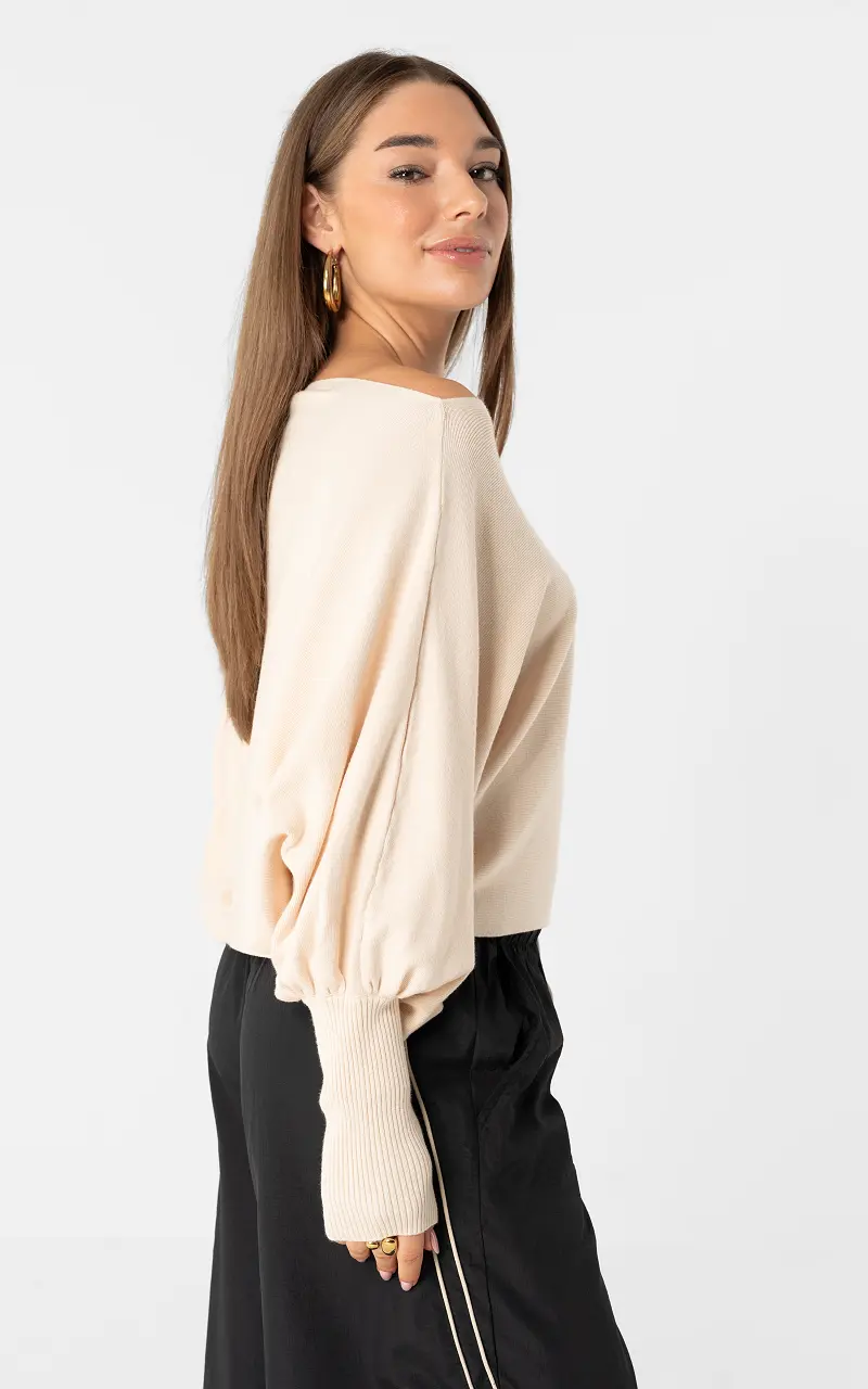 Pullover mit weitem Ärmel Creme