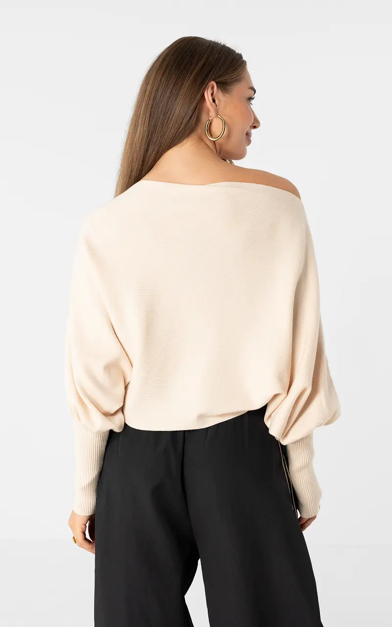 Pullover mit weitem Ärmel Creme