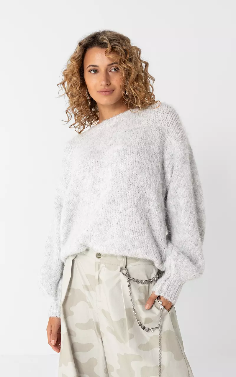 Pullover mit Rundhalsausschnitt Hellgrau