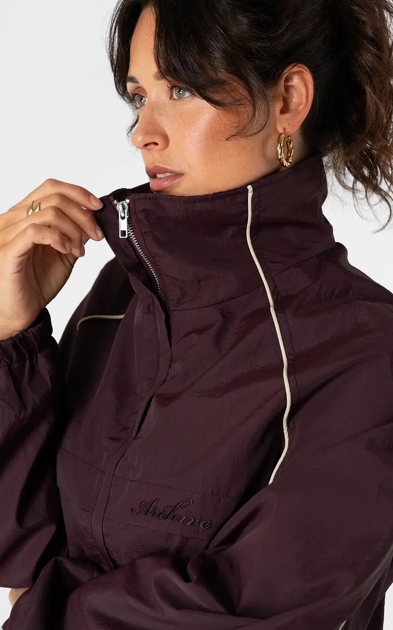 Tracksuit jacket Aubergine Cream