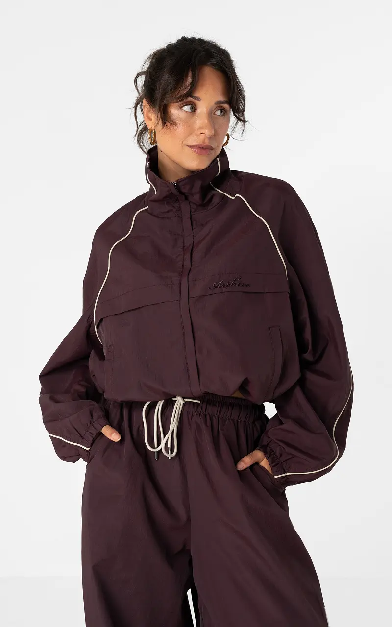 Tracksuit jacket Aubergine Cream