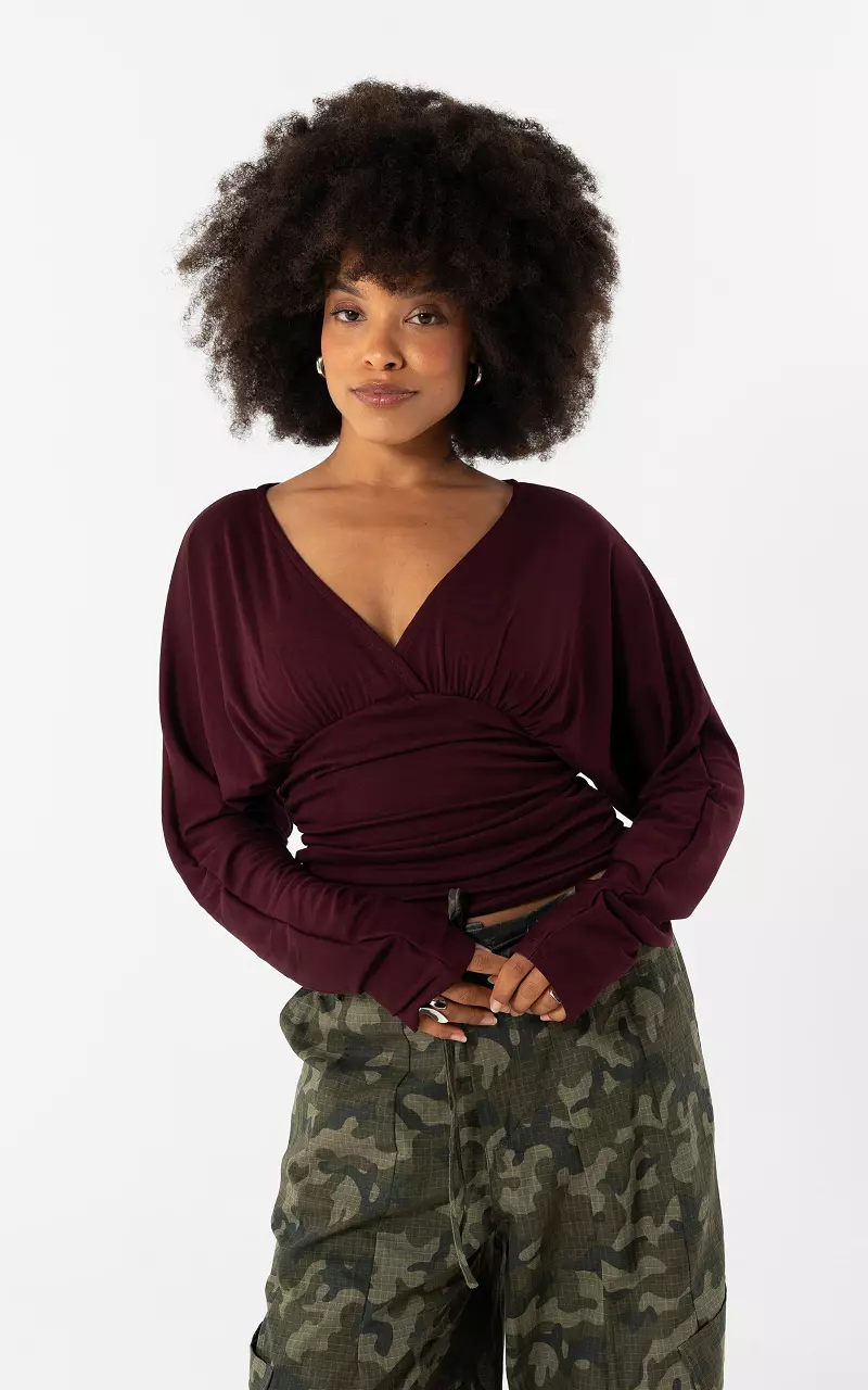 Top mit tiefem Ausschnitt Bordeaux