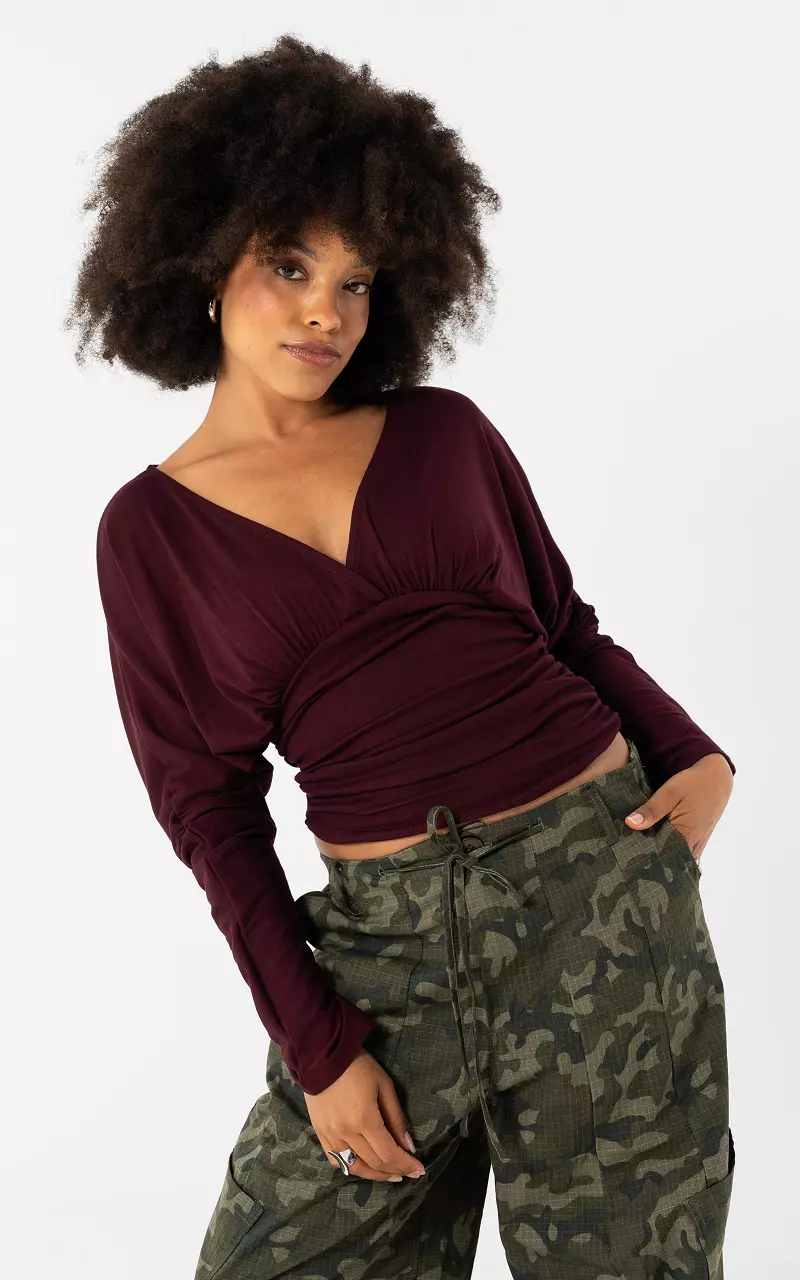 Top mit tiefem Ausschnitt Bordeaux