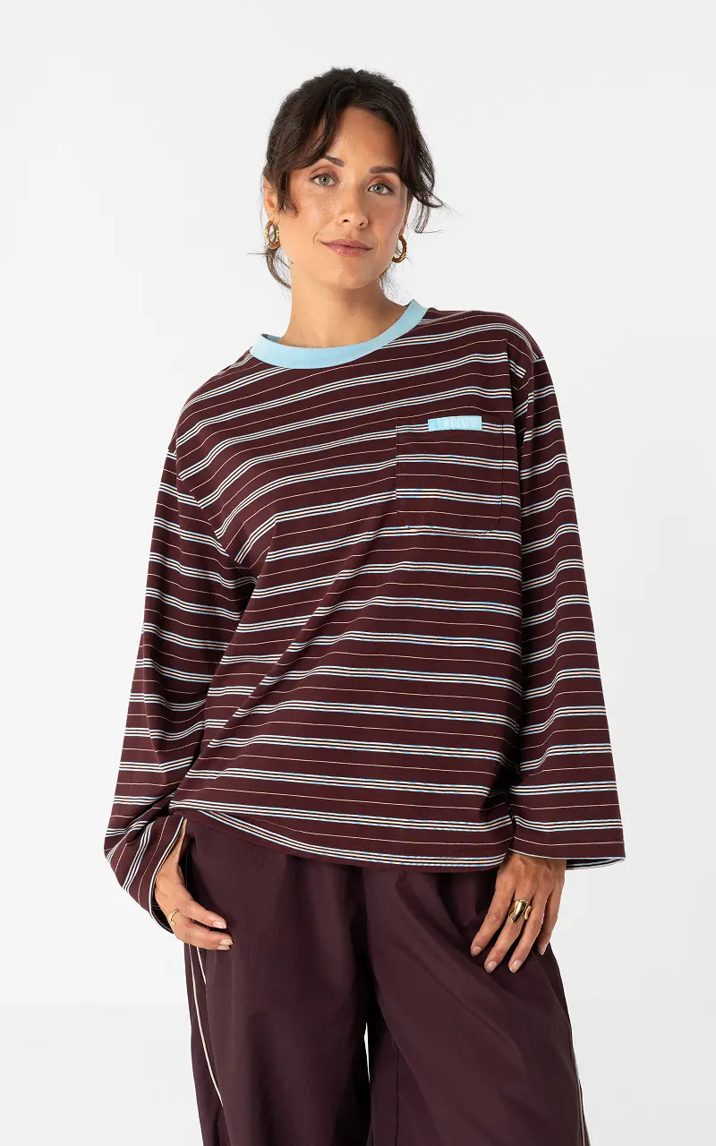 Longsleeve #109708 Bleu Clair Marron Foncé