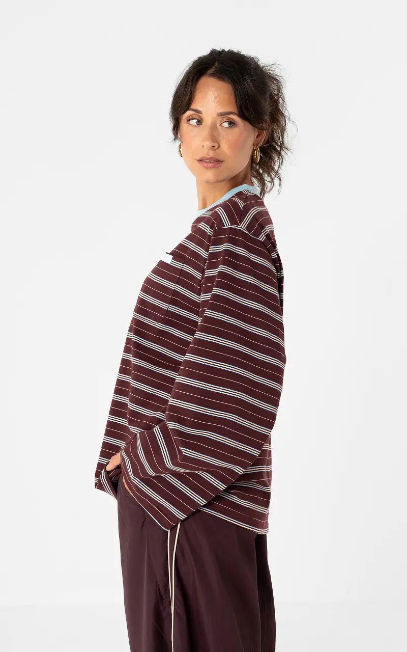 Longsleeve #109708 Bleu Clair Marron Foncé