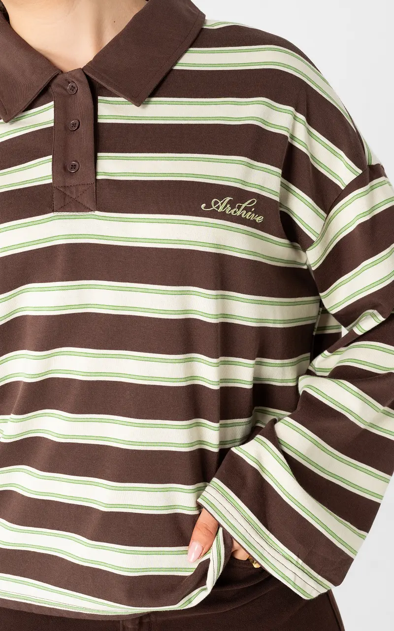 Striped longsleeve Dark Brown Cream