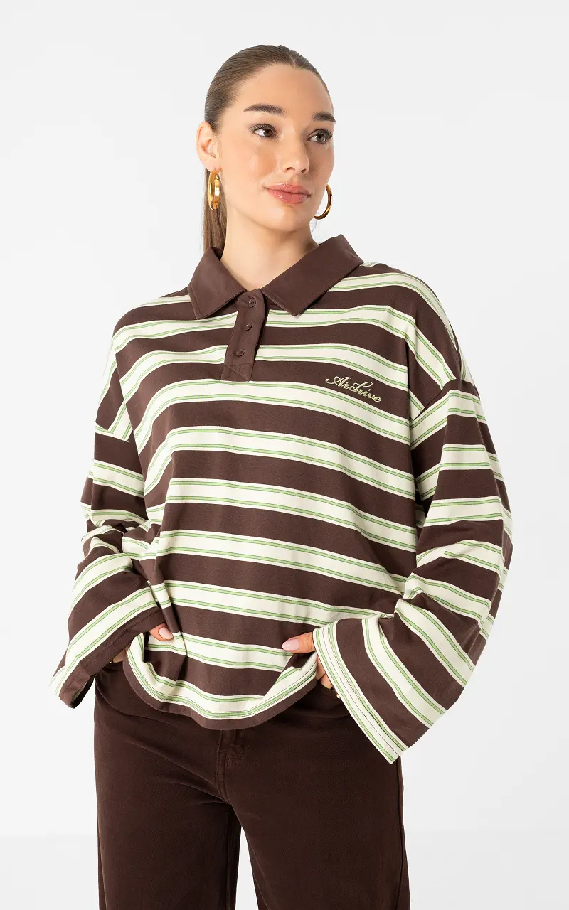 Striped longsleeve Dark Brown Cream