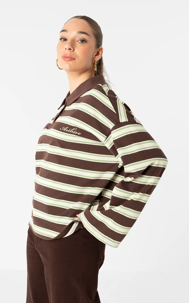 Striped longsleeve Dark Brown Cream