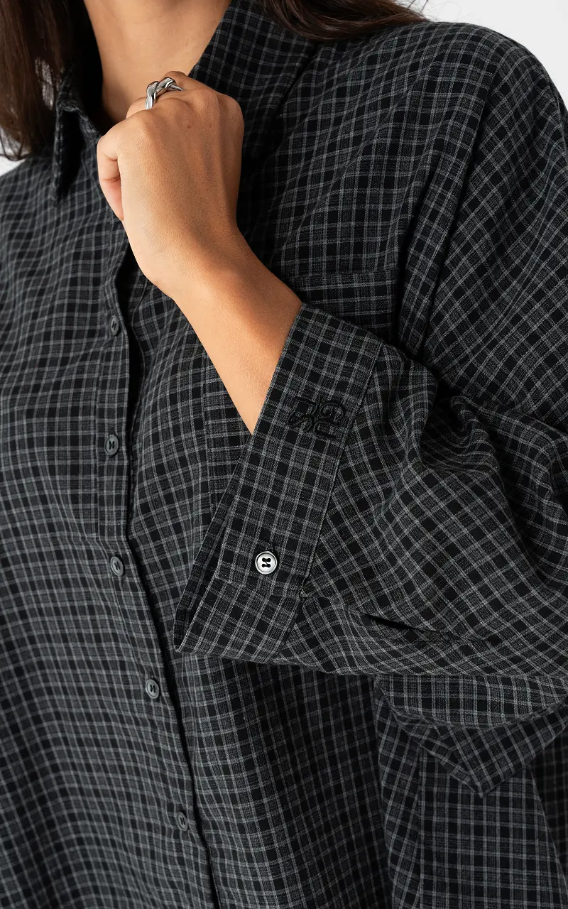 Checked blouse Black Dark Grey