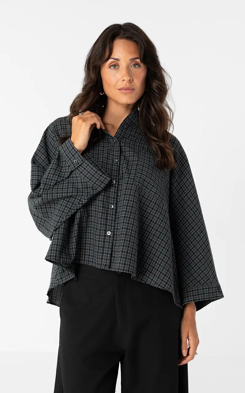 Checked blouse Black Dark Grey