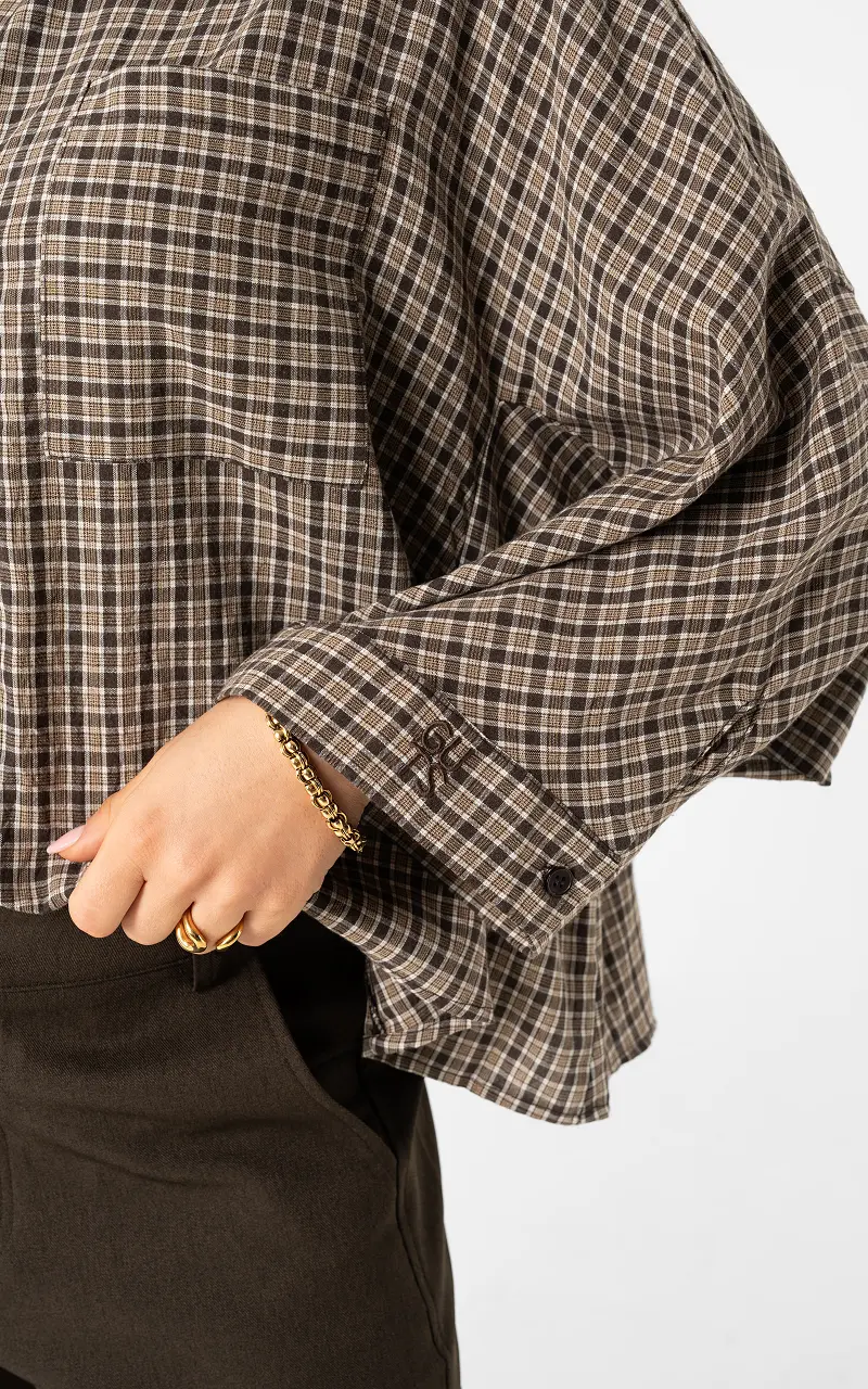 Checked blouse Dark Brown Beige