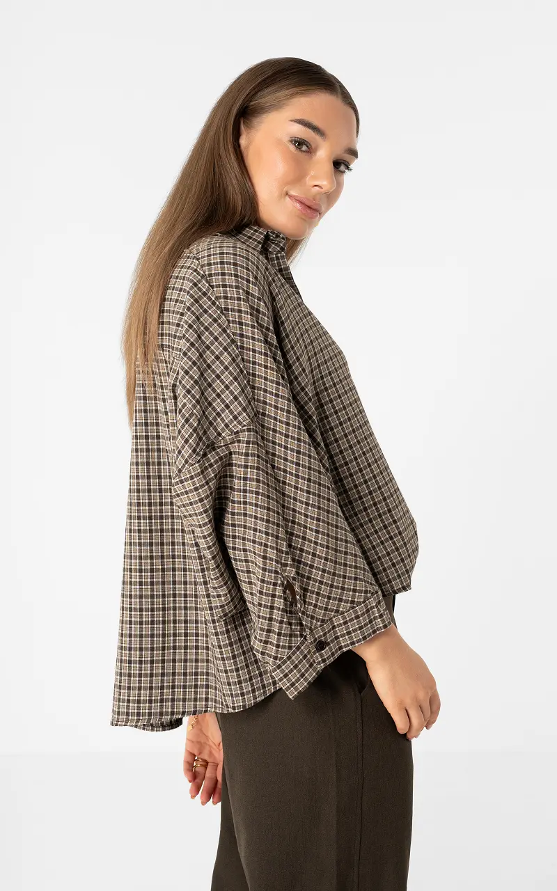 Checked blouse Dark Brown Beige