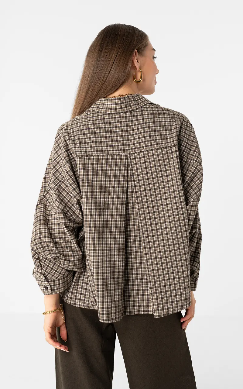 Checked blouse Dark Brown Beige