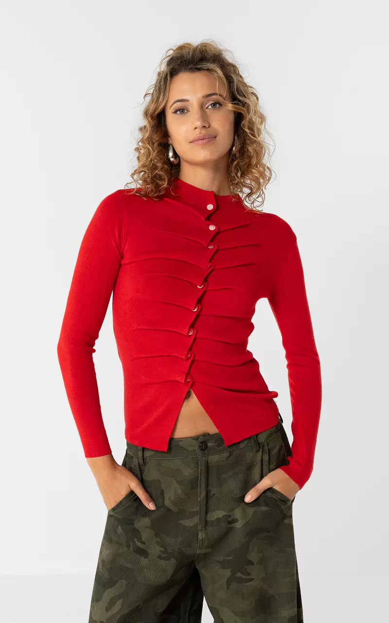 Cardigan with pleats Red