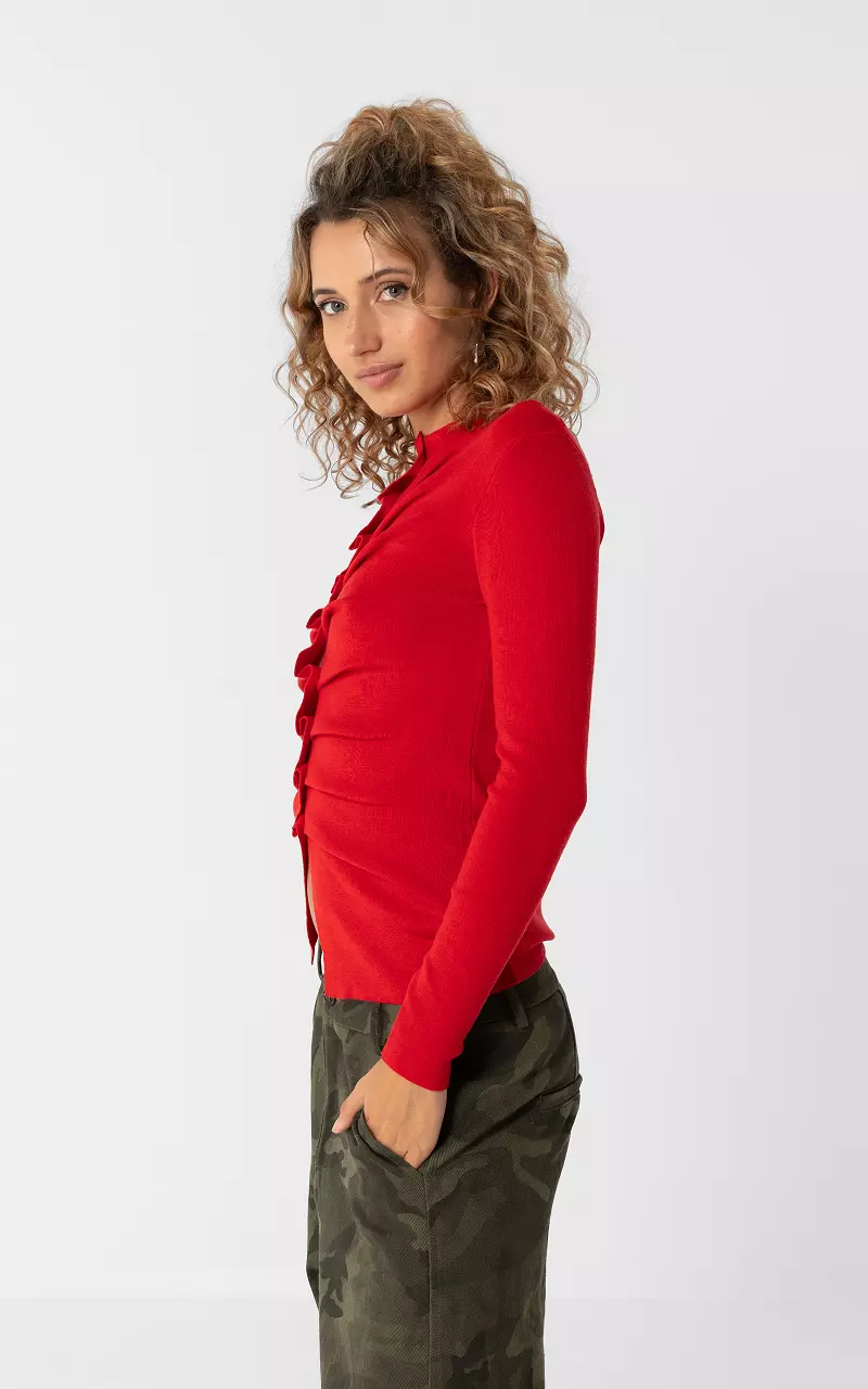 Cardigan with pleats Red