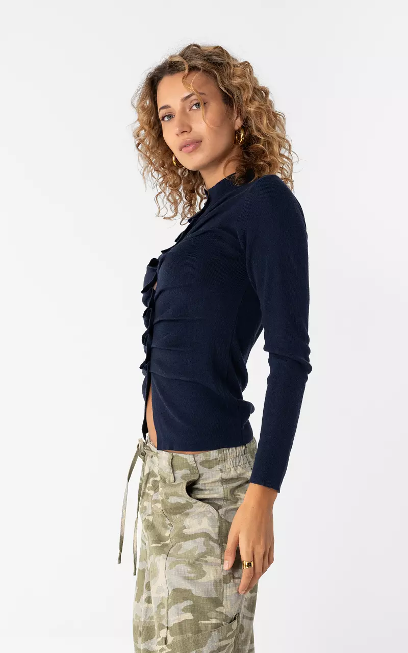 Cardigan mit Falten Dunkelblau