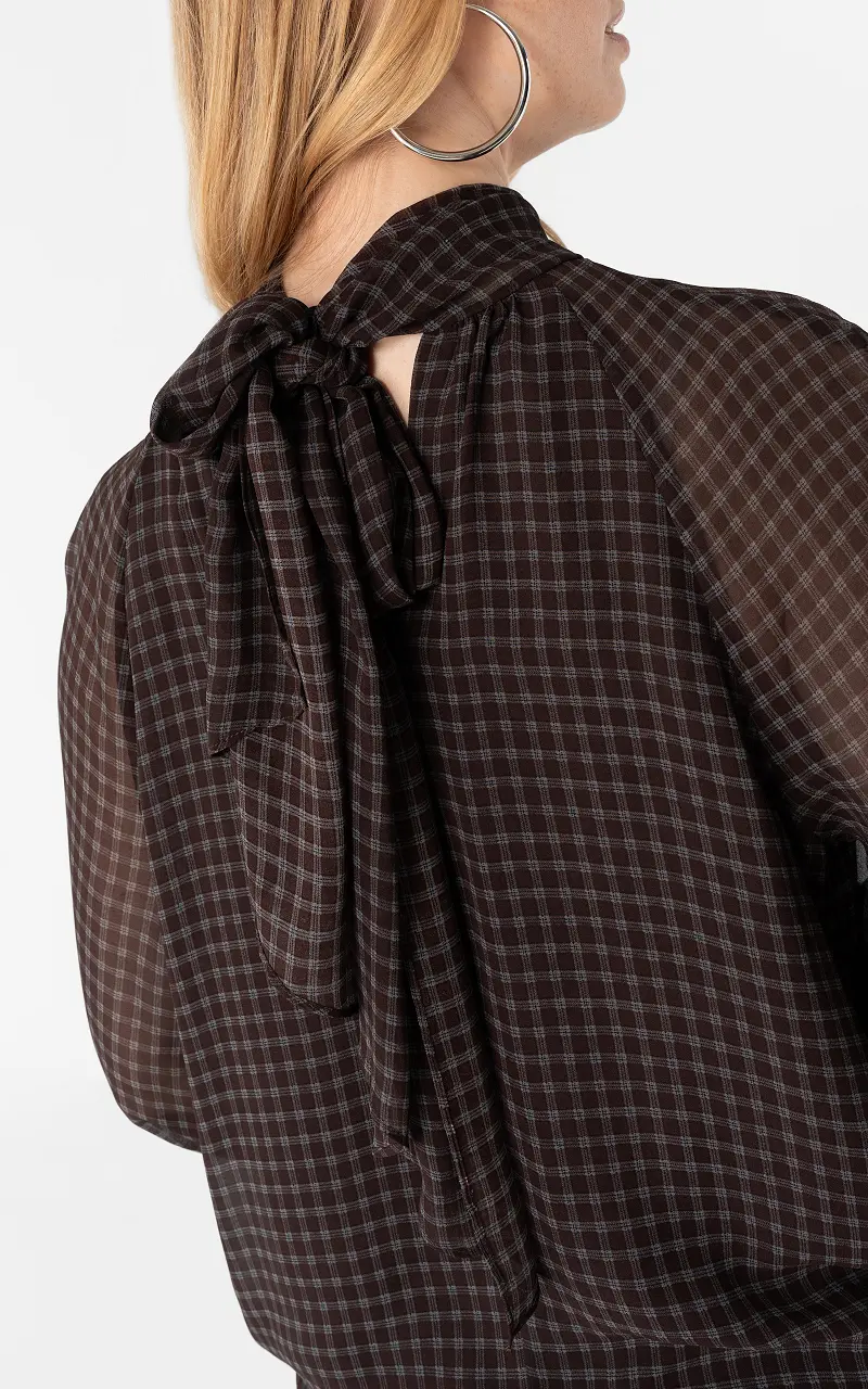 Checked blouse Dark Brown Light Blue