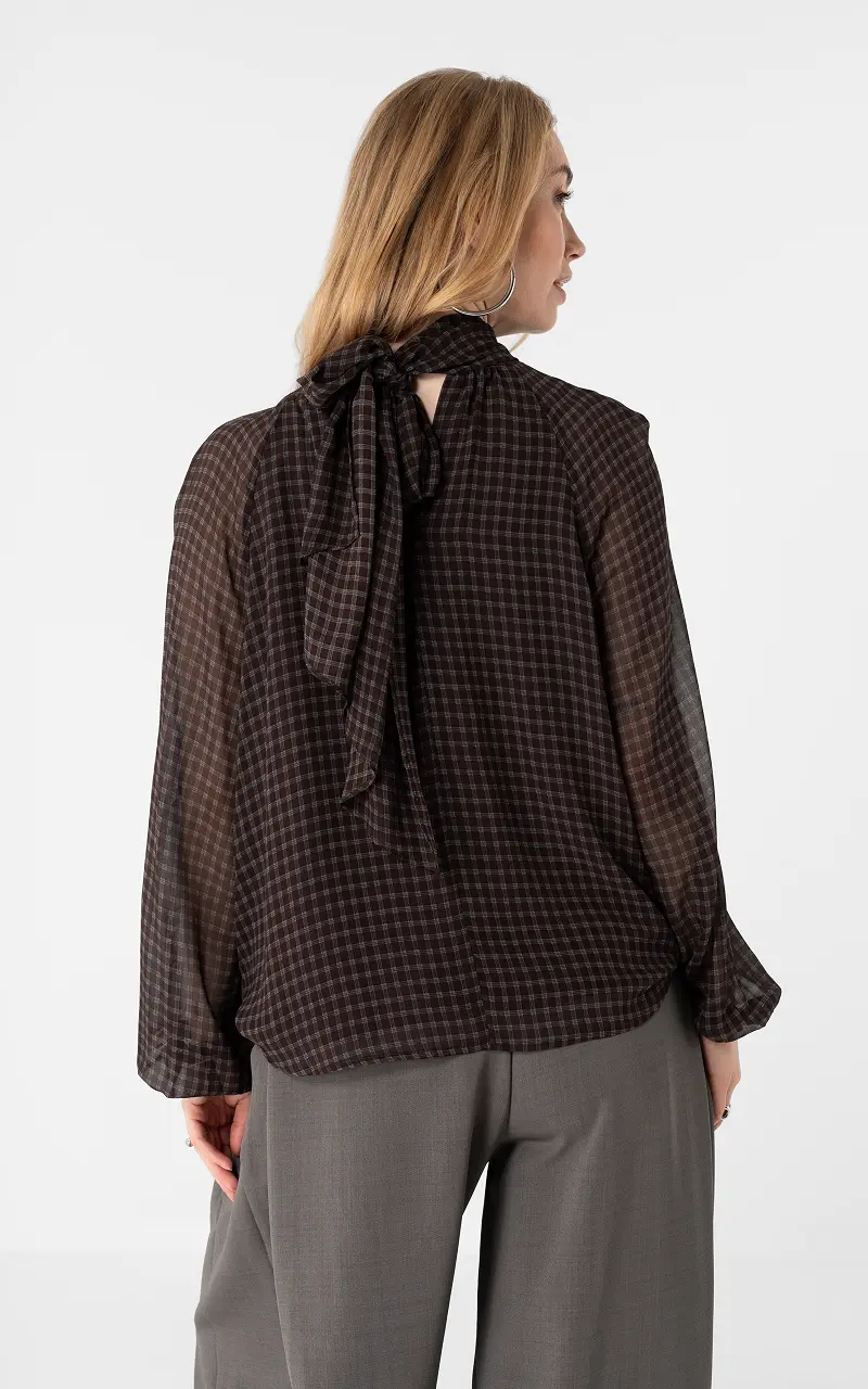 Checked blouse Dark Brown Light Blue