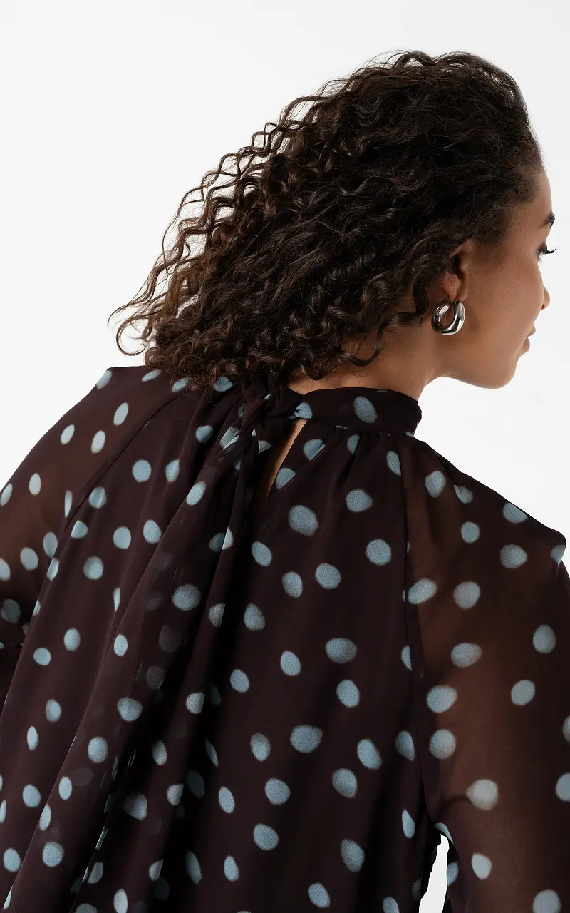 Polka dot blouse Dark Brown Light Blue