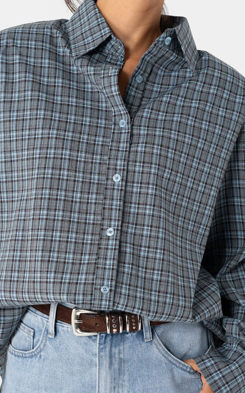 Checked blouse Blue Dark Brown