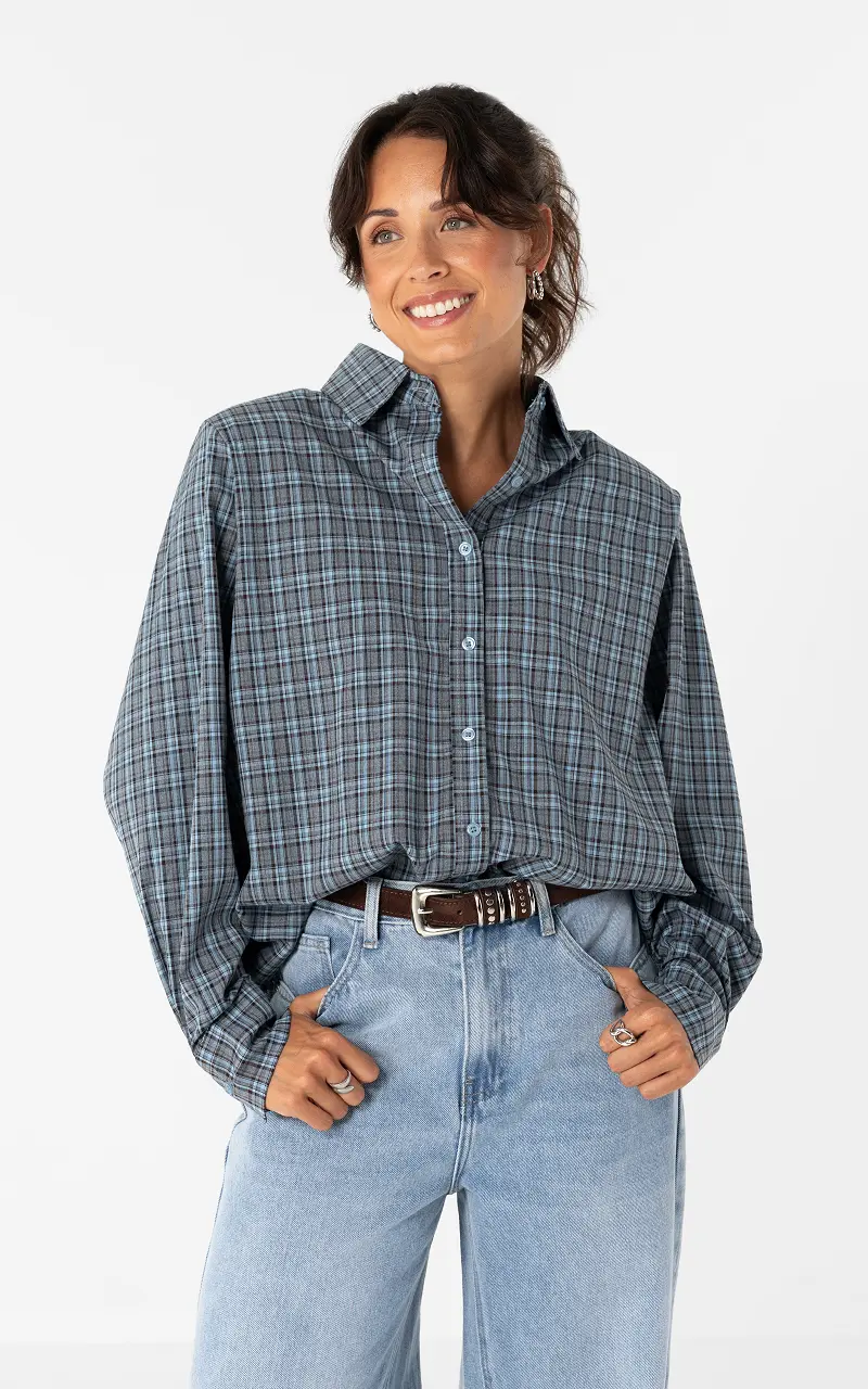 Checked blouse Blue Dark Brown